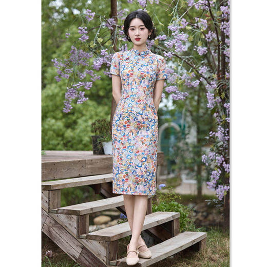 GX复古中国风冰丝麻短袖旗袍2025夏季新款改良中式小个子旗袍 商品图0
