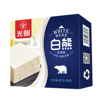 光明 白熊中砖 100g*4块 经典奶砖奶香味 冰激凌冷饮冰淇淋 商品图1