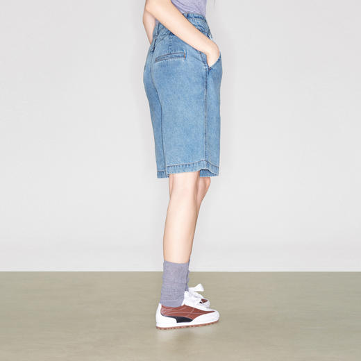 lost in echo2025秋冬新款宽松直筒个性双腰头百搭牛仔阔腿中裤女 商品图3