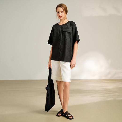 TANGYcollection天意2025秋季新品商场同款茛绸T恤L252026 商品图3