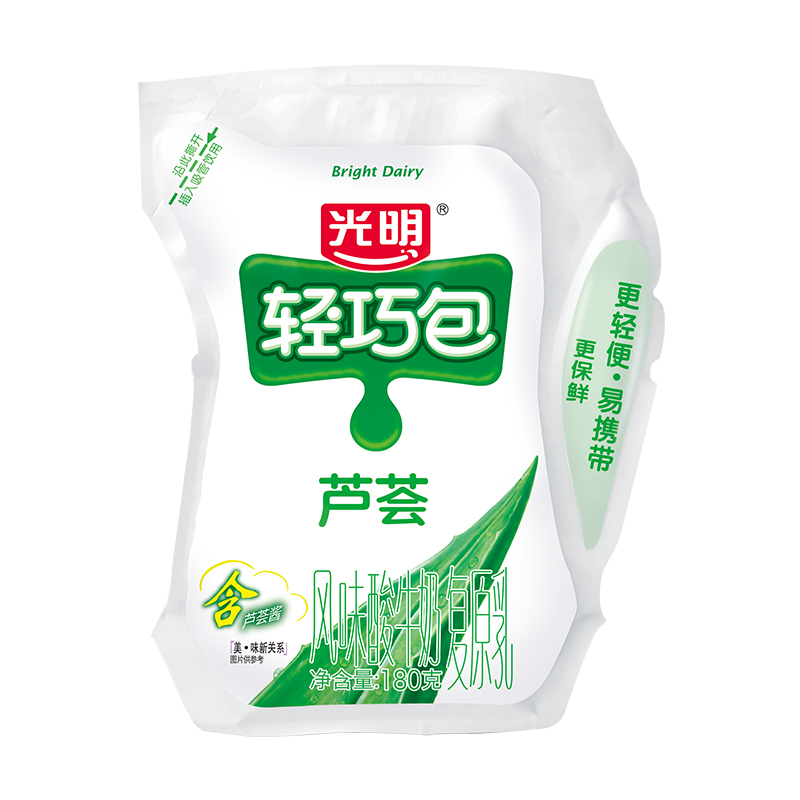 光明轻巧包芦荟酸奶180g，保质期21天