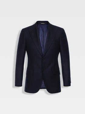 callisto星空蓝绵羊毛戗驳领西服