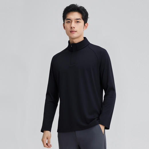 圣得西长袖T恤男2025秋季新款立领半开休闲通勤潮流运动男士上衣 商品图12