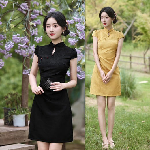 GX时尚改良新中式提花A版短款旗袍 2025夏季新款日常可穿少女旗袍裙 商品图0