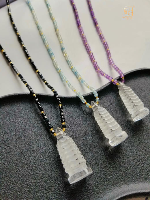 天然白水晶文昌塔晶石能量项链 商品图3