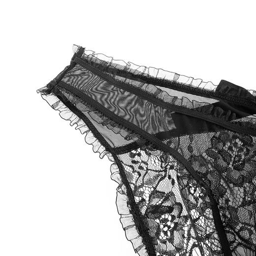 霏慕网纱蕾丝内裤7133 激情性感网纱露臀黑色网纱 商品图3