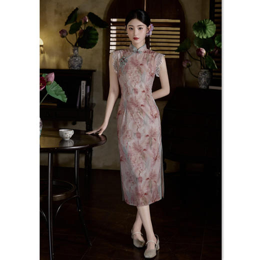 GX时尚改良年轻少女款中长款无袖旗袍2025夏新款新中式日常可穿旗袍 商品图3