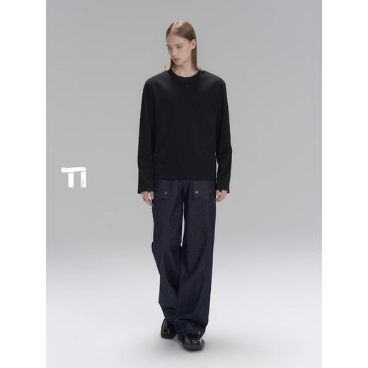 启世录TIWILLTANG“慎简明示”冰肌高智圆领精棉爽滑面膜长袖T恤 商品图4