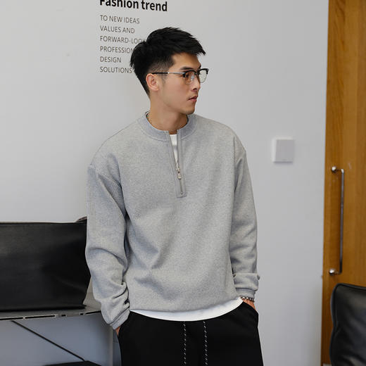 徐太浪360g半拉链圆领卫衣男2025新款秋季休闲松弛感通勤打底上衣 商品图2