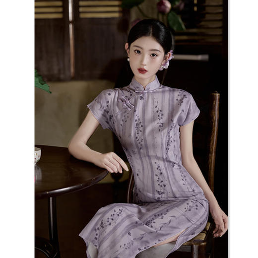 GX棉麻旗袍单层印花2025新款改良年轻款少女夏中式国风日常可穿旗袍 商品图3