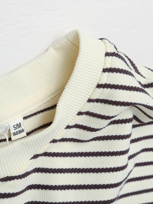 秋冬必备！简约黑白条纹卫衣 宽松版型慵懒随性 商品图2