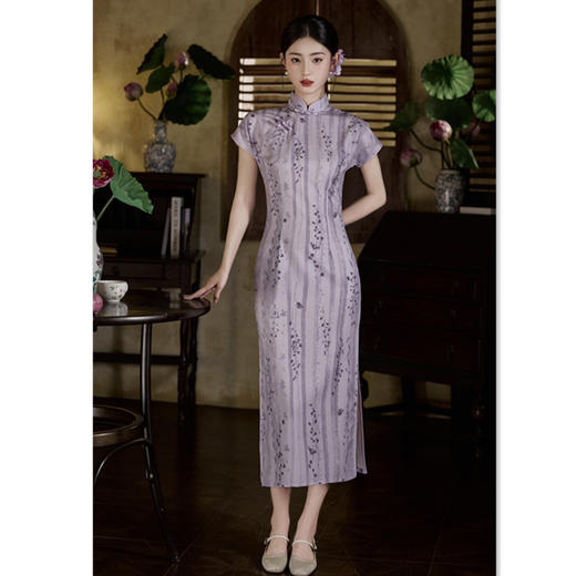 GX棉麻旗袍单层印花2025新款改良年轻款少女夏中式国风日常可穿旗袍 商品图0