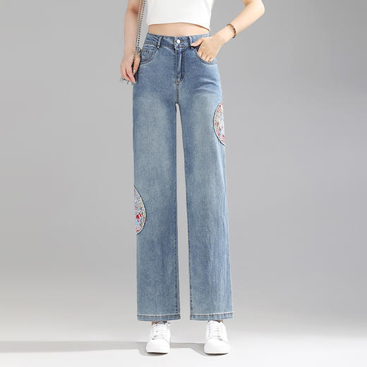 PY 新款国风牛仔直筒裤 &BF9262 商品图0