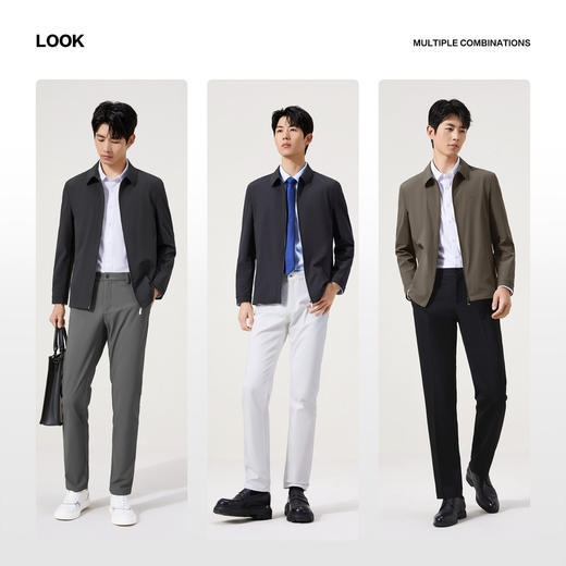 【经典翻领茄克】柒牌男装2025秋季新品潮流暗提花中青年夹克外套129K70020 商品图2