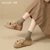 西遇内增高厚底勃肯鞋女新款秋季复古串珠袋鼠鞋小个子包头半拖鞋V1656936 商品缩略图2