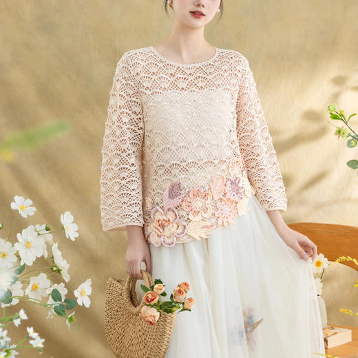 苏苏姐家虞美人蕾丝衣手工DIY钩针纯棉上衣毛线团自制材料包 商品图2