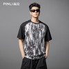 PINLI品立2025夏季新款男士圆领拼接撞色个性涂鸦印花短袖T恤上衣GD252111389 商品缩略图0