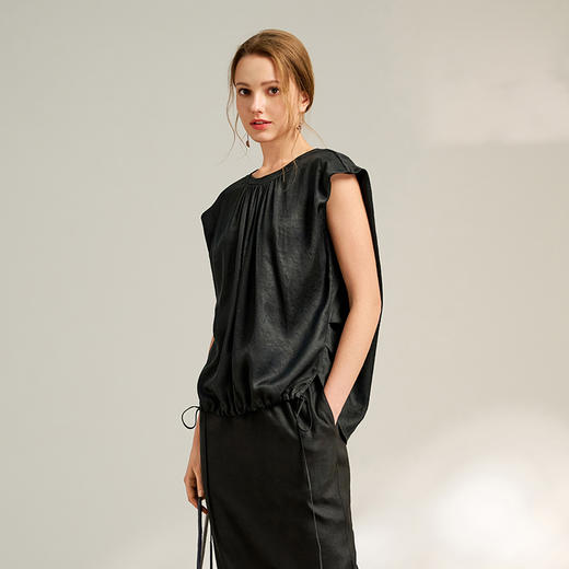 TANGYcollection天意2025秋季新品商场同款茛绸女T恤L252002 商品图3