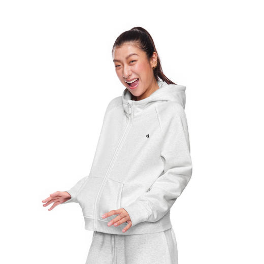 FDR旗舰店 蓄热保暖抗菌运动连帽卫衣外套女秋季加绒重磅开衫上衣 商品图2