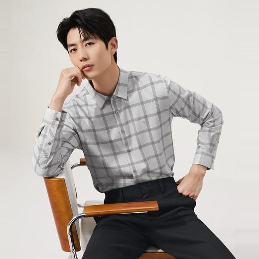 【莫代尔格子衬衫】柒牌长袖衬衫男秋季新款商务印花色织格衬衣129A70800 商品图1