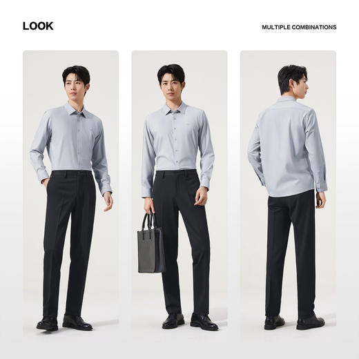 【竹纤维/胶条衬衫】柒牌长袖衬衫男秋季新款商务色织格翻领衬衣129A70370 商品图2