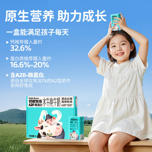 奶爸牧场A2β-酪蛋白娟姗水牛纯牛奶125ml儿童营养奶原生高钙三箱 商品图2