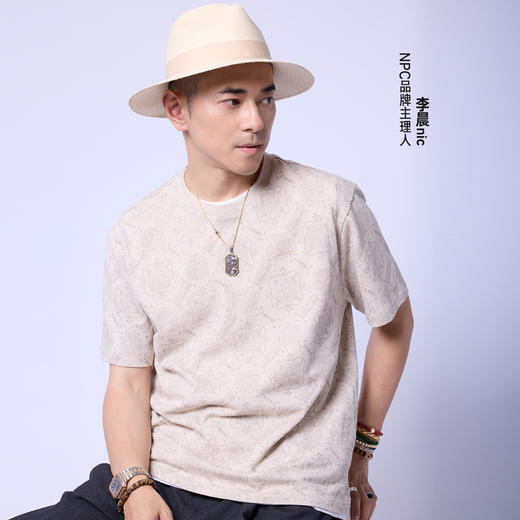 【NPC 拾·陆周年限定】满印亚麻混纺短袖T恤NP57TE01 商品图1