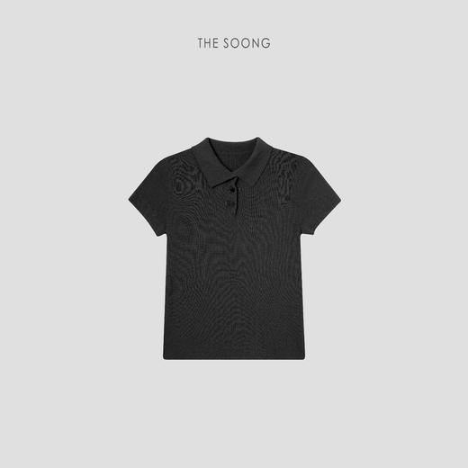 THESOONG 纯棉100%翻领polo衫上衣女短袖修身型套头亨利衫领HBMY7375 商品图8