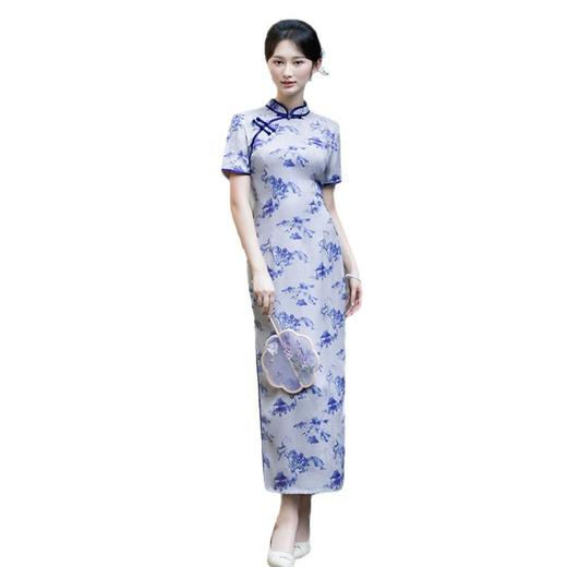 GX复古中国风长款提花短袖旗袍2025夏季新款民国女士宴会气质旗袍裙 商品图4