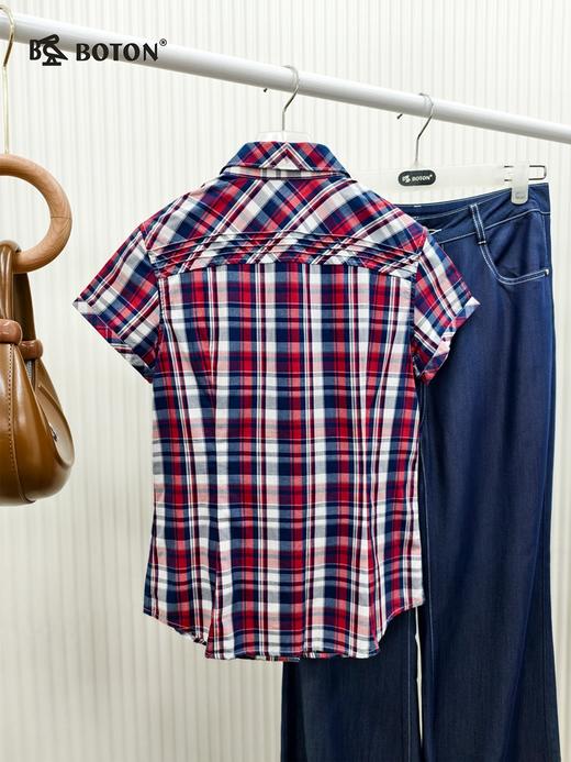 【第2件半价！尾货清仓不退换】波顿女士格仔休闲短袖衬衫LS383 商品图2