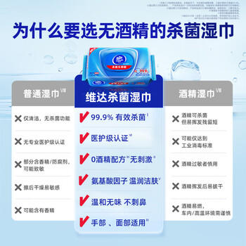 维达（Vinda）杀菌湿巾 80片*单包加厚升级大包湿巾湿纸巾学生外出 新旧随机 商品图5