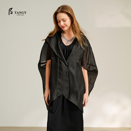 TANGYcollection天意2025秋季新品商场同款茛绸连帽女外套L251045 商品图0