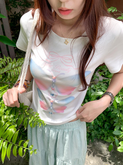 【110元任选2件】最后一波现货！彩色蝴蝶印花修身短袖 商品图7