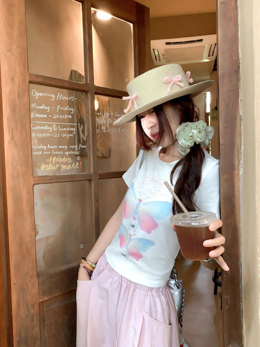 【110元任选2件】最后一波现货！彩色蝴蝶印花修身短袖 商品图11