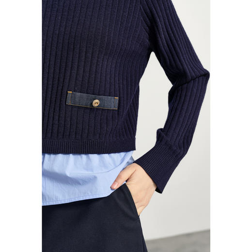 【特惠不退货】诗凡黎老钱风撞色拼接针织衫2025春新款女3G2130301 商品图3