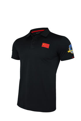 短袖POLO-CoolMax酷麦克斯-刺绣TBM8字作训徽章-黑色
