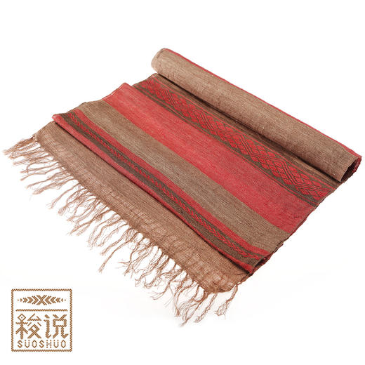 【梭说】限量 木.尘相 纯手工撞色亚麻围巾 侗族传统织锦工艺 商品图2