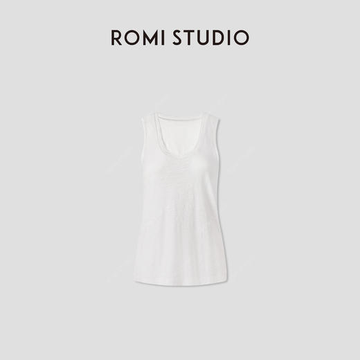 ROMI STUDIO“简约舒适”竹节棉轻薄柔软宽松U领针织背心RWCRS64055 商品图1