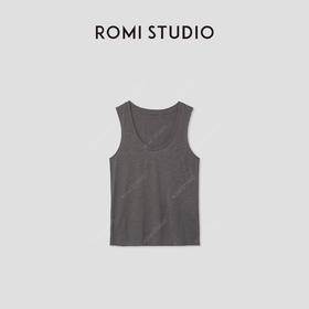ROMI STUDIO“简约舒适”竹节棉轻薄柔软宽松U领针织背心RWCRS64055