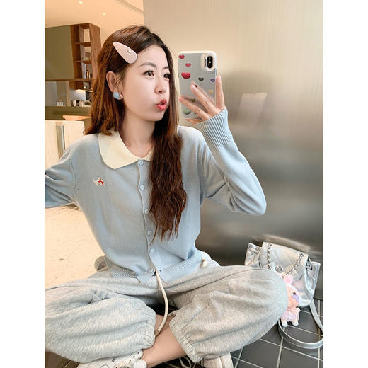 <曾小咸推荐>3.20现货秒杀 ！微信超特价！撞色polo领小狗刺绣针织衫 日常169.99 立减90 秒杀79.99！！ 商品图1