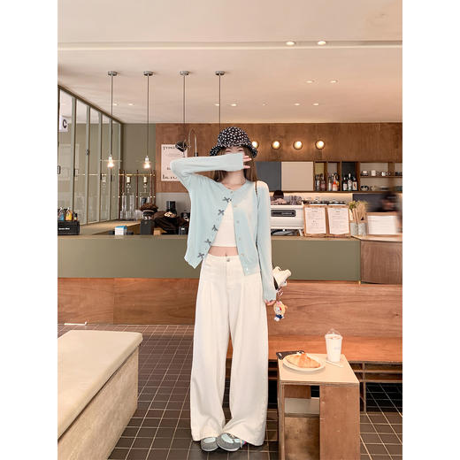 <曾小咸推荐>韩系甜美风蝴蝶结长袖针织开衫 商品图4