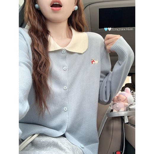 <曾小咸推荐>3.20现货秒杀 ！微信超特价！撞色polo领小狗刺绣针织衫 日常169.99 立减90 秒杀79.99！！ 商品图2
