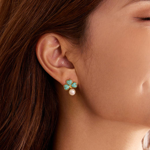 Manreya玛芮雅“汐絮双生”绿松石珍珠项链耳坠|淡水珍珠，绿松 商品图3