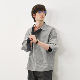 714street国潮纯棉长袖宽松miu系格子衬衫男2025秋季新款情侣衬衣