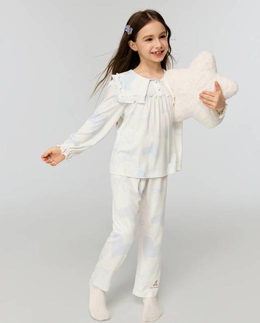 【春上新】8楼爱慕儿童Aimer Kids女孩奶皮爱心熊翻领套头长袖睡衣AK141J462，吊牌价499元 商品图2