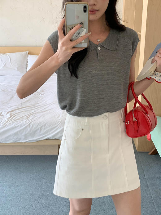 高腰双压线显瘦A 字半身短裙 商品图2