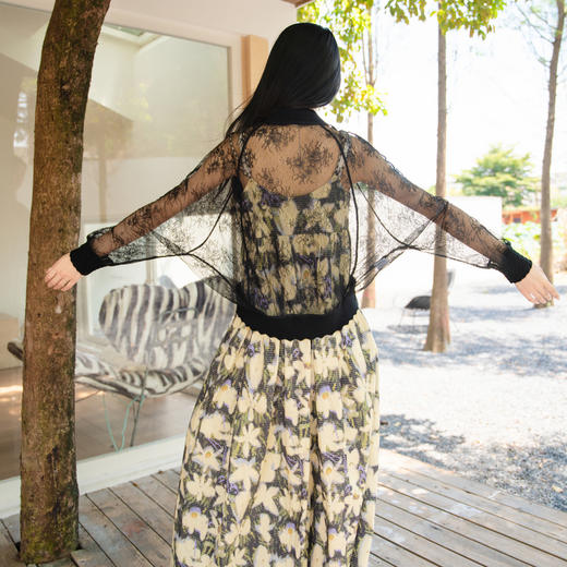 谜底蕾丝棒球服长袖2025秋季新款复古提花透视薄外套女25CMW5003 商品图11