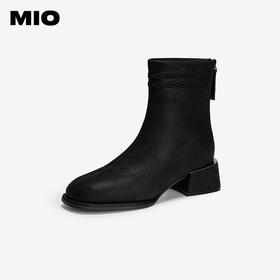 MIO米奥时装靴圆头高跟增高弹力靴时尚百搭纯色女靴M255625065