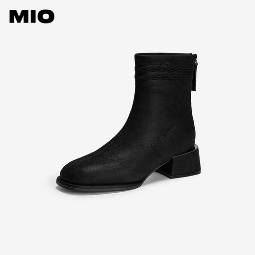 MIO米奥时装靴圆头高跟增高弹力靴时尚百搭纯色女靴M255625065 商品图0