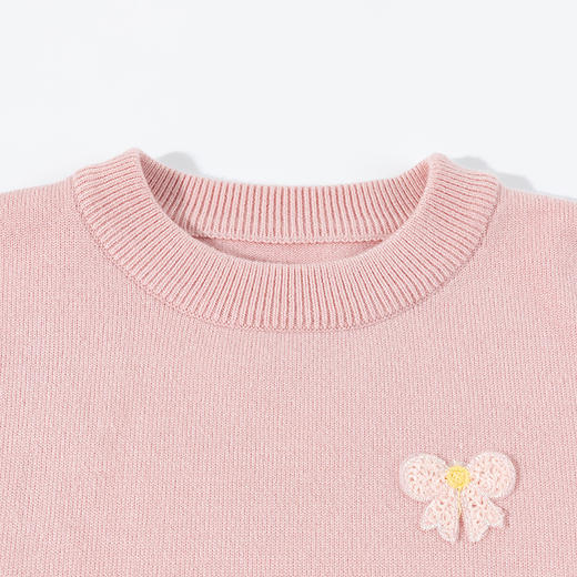 贝贝怡春秋新款女童纯色线衫女孩休闲毛衣外穿内搭上衣ZB3ES025 商品图5